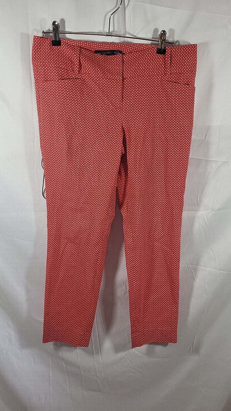 The Limited Ideal Stretch Red Geometric Diamond Print Ankle Crop Pants, size 8